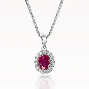 0.44ct Ruby and Diamond White Gold Necklace