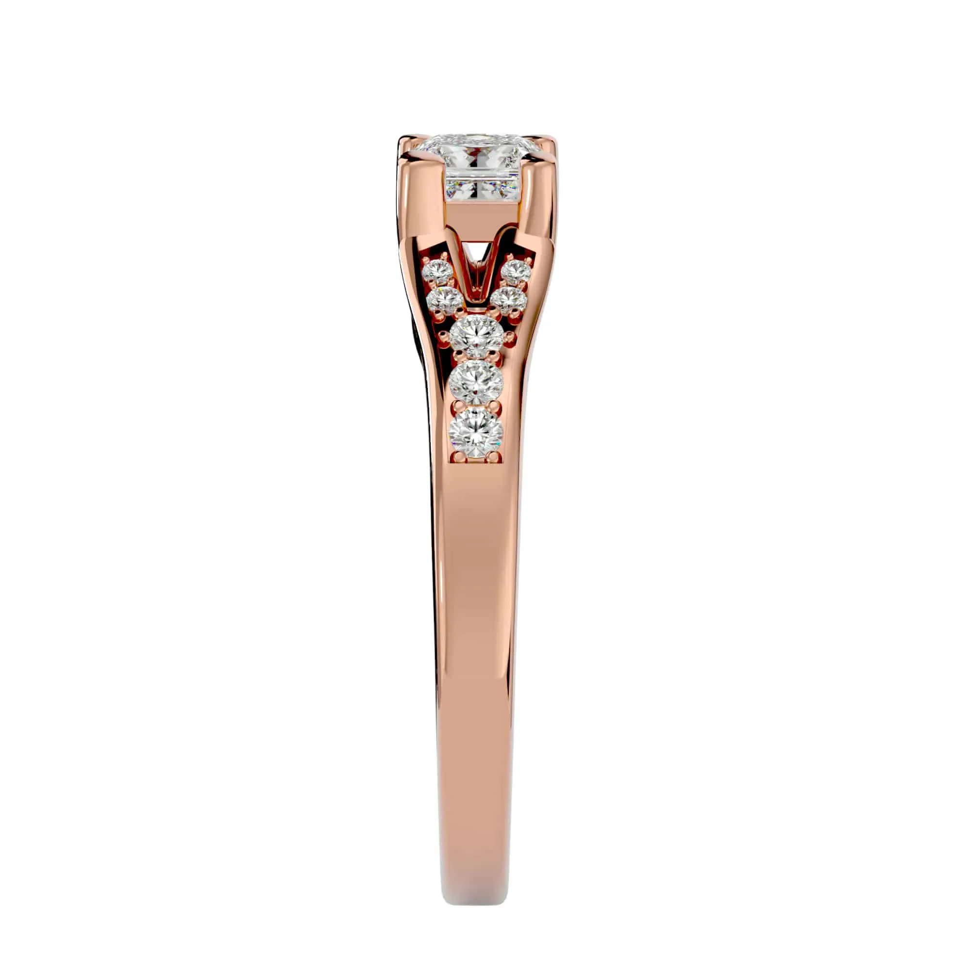 0.57ct Princess Cut Diamond Split Shank Engagement Ring