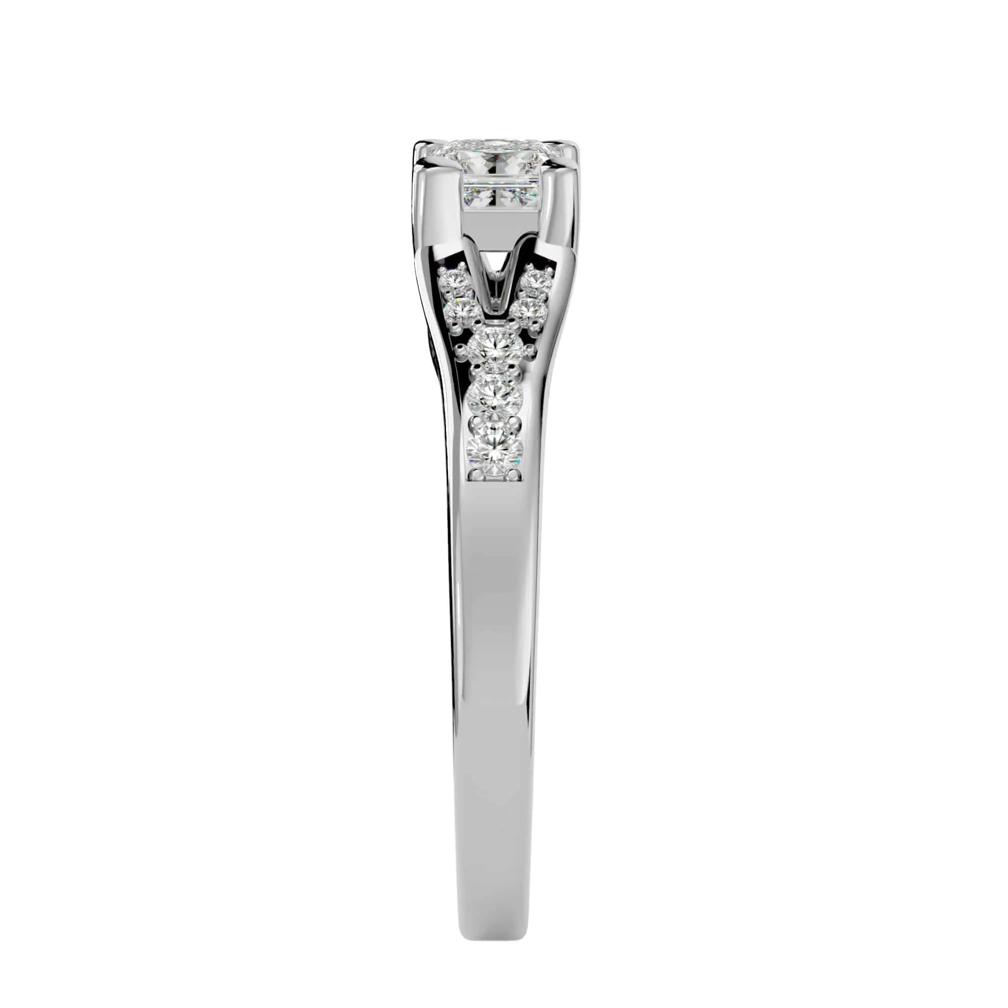 0.57ct Princess Cut Diamond Split Shank Engagement Ring