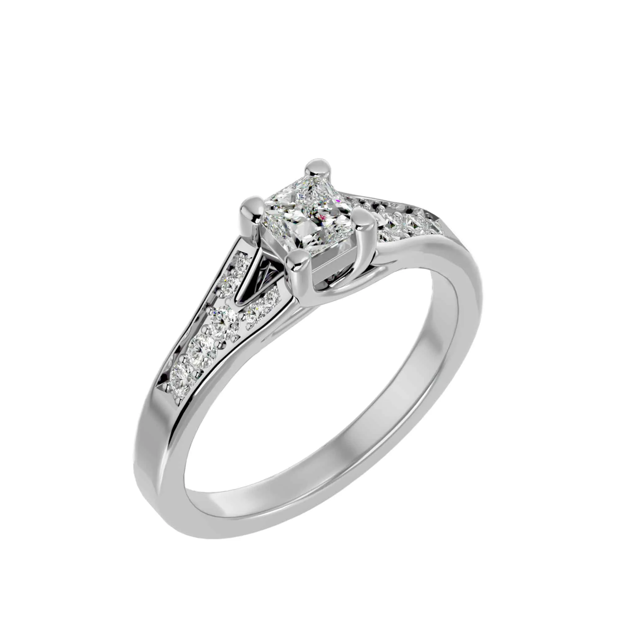 0.57ct Princess Cut Diamond Split Shank Engagement Ring