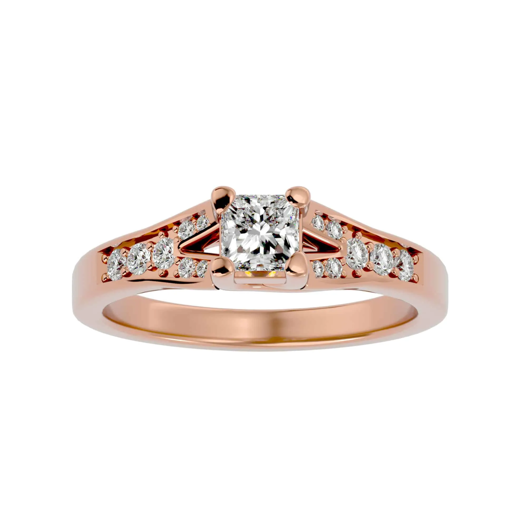 0.57ct Princess Cut Diamond Split Shank Engagement Ring
