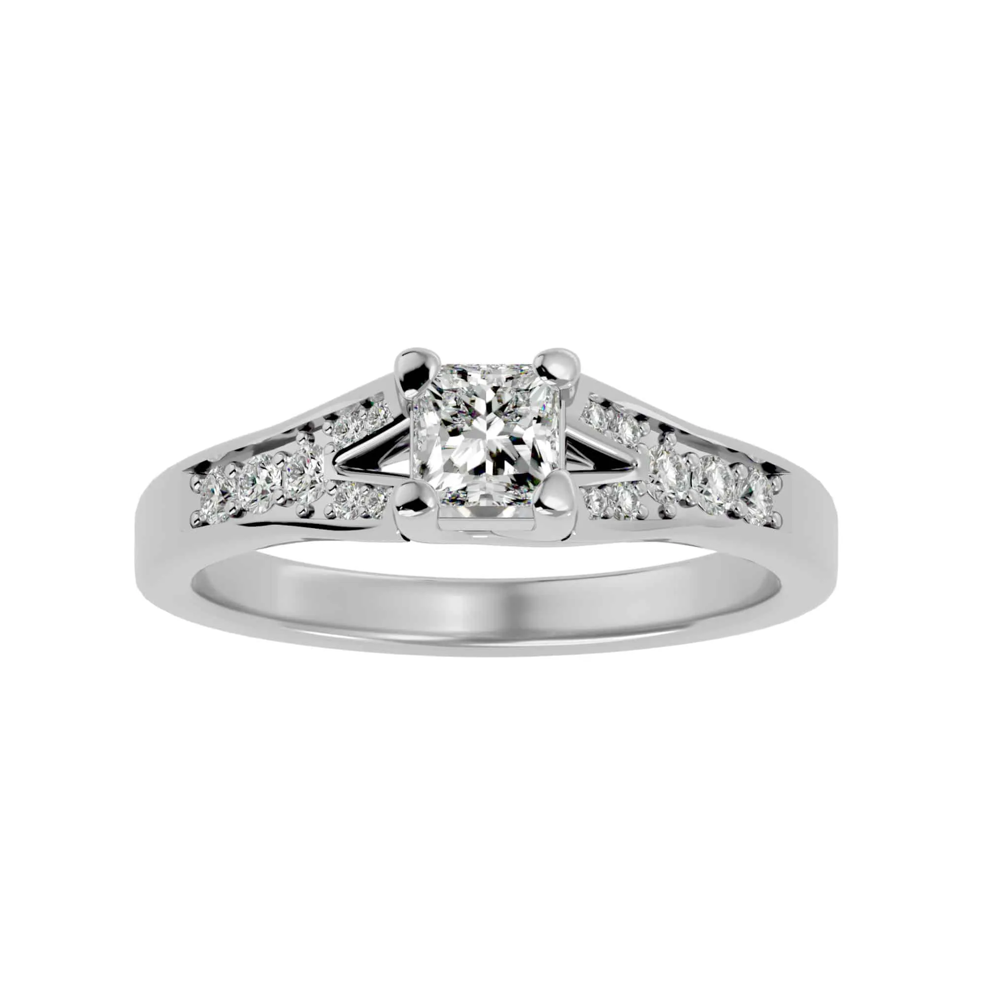 0.57ct Princess Cut Diamond Split Shank Engagement Ring