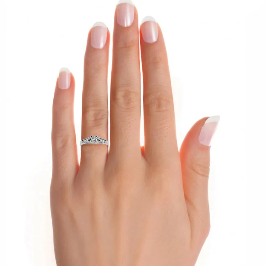 0.57ct Princess Cut Diamond Split Shank Engagement Ring