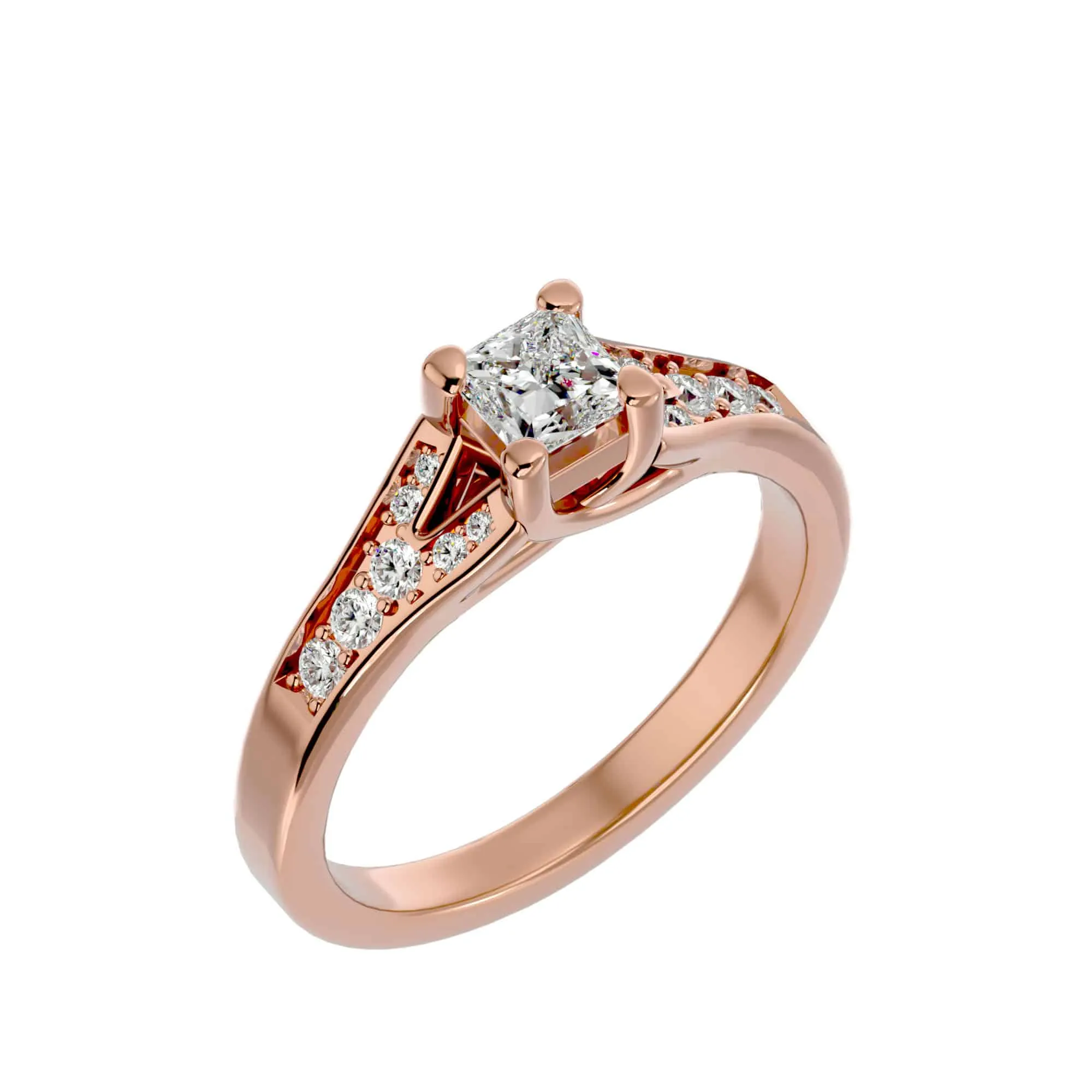 0.57ct Princess Cut Diamond Split Shank Engagement Ring