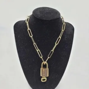 100%  Louis Vuitton Lock & Key with Unbranded Gold Plated Chain Necklace