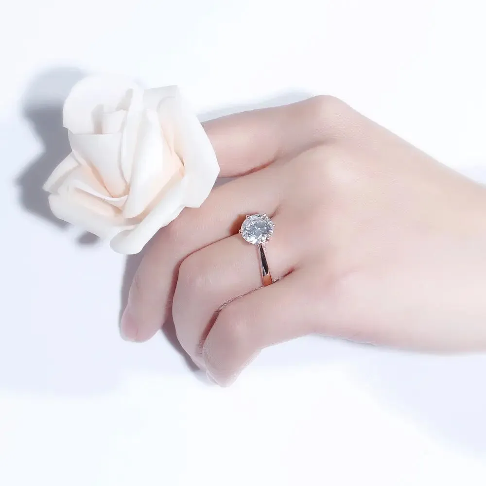 10k Rose Gold Solitaire Moissanite Ring 3ct