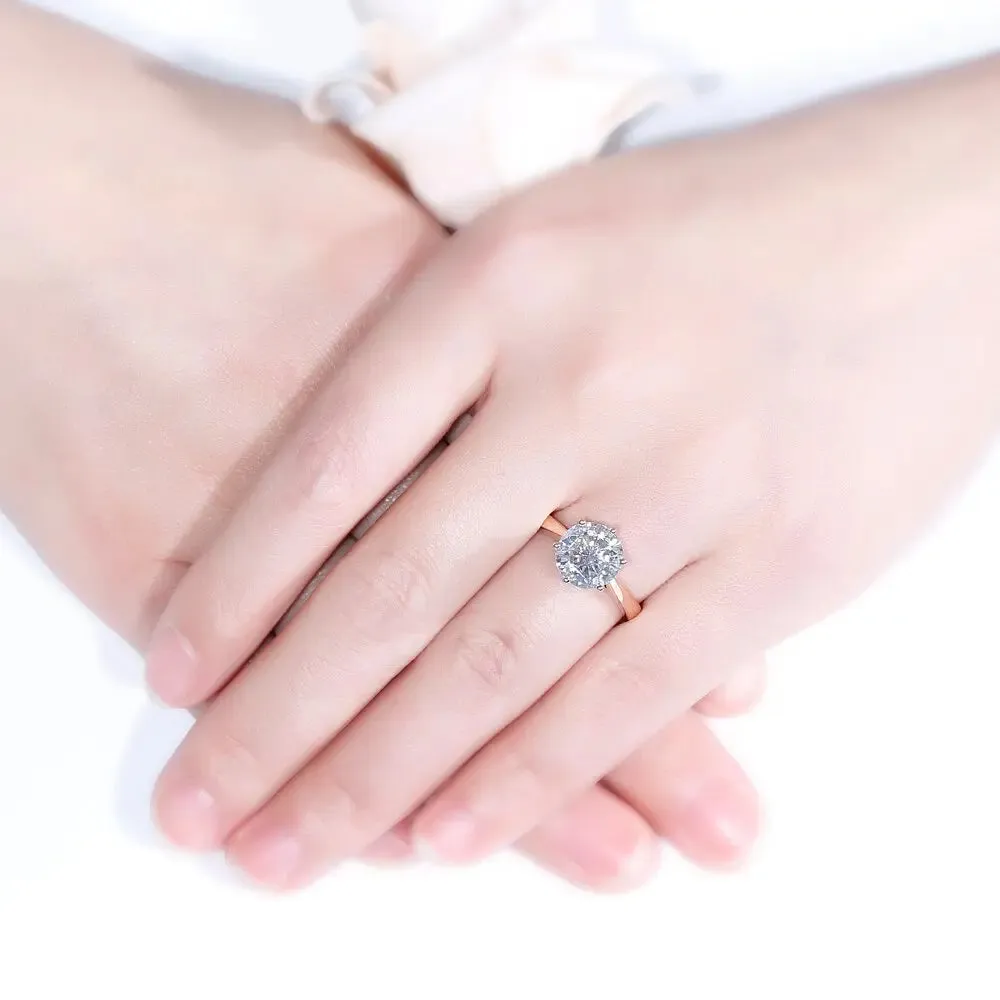 10k Rose Gold Solitaire Moissanite Ring 3ct