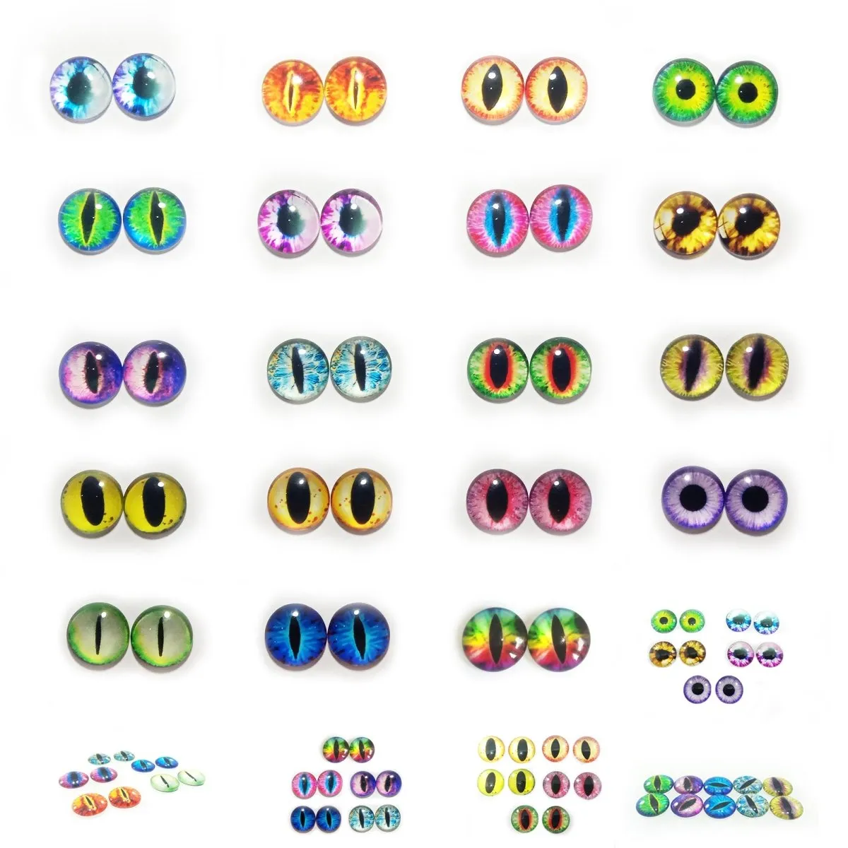 10x 6mm 8mm 10mm 12mm Glass Eyes Cabochon Lizard Cat Frog Animal Flat Dome Eye