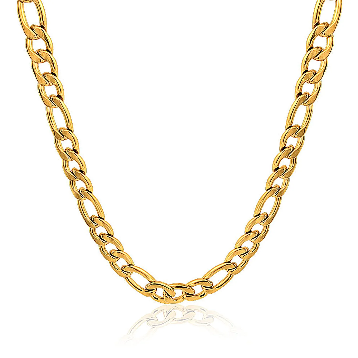 11MM Heavy Silver Tone Stainless Steel Figaro Necklace for Men Various Lengths