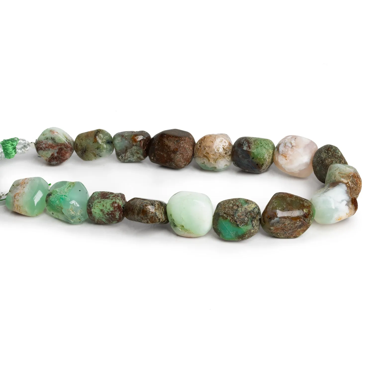 11x9mm Chrysoprase Hand Polished Nuggets 7.5 inch 17 beads