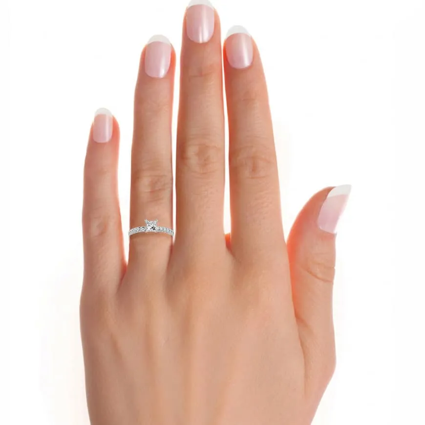1.44ct ct Princess Cut High Set Daimond Engagement Ring