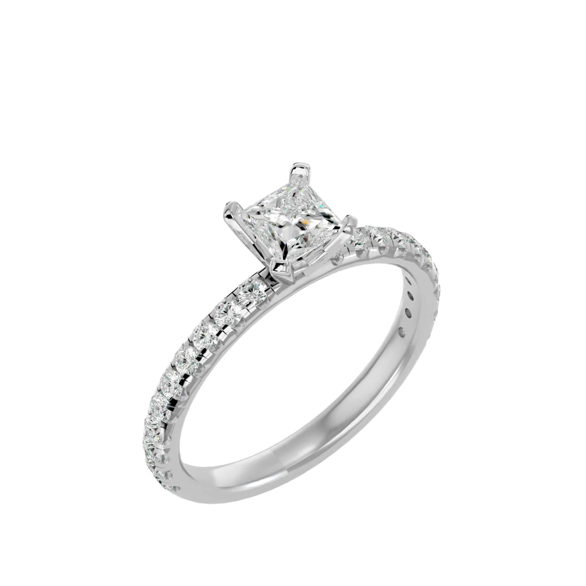 1.44ct ct Princess Cut High Set Daimond Engagement Ring