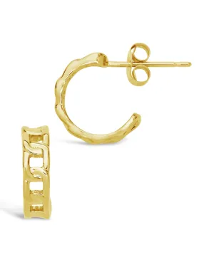 14K Gold Chain Hoop Earrings