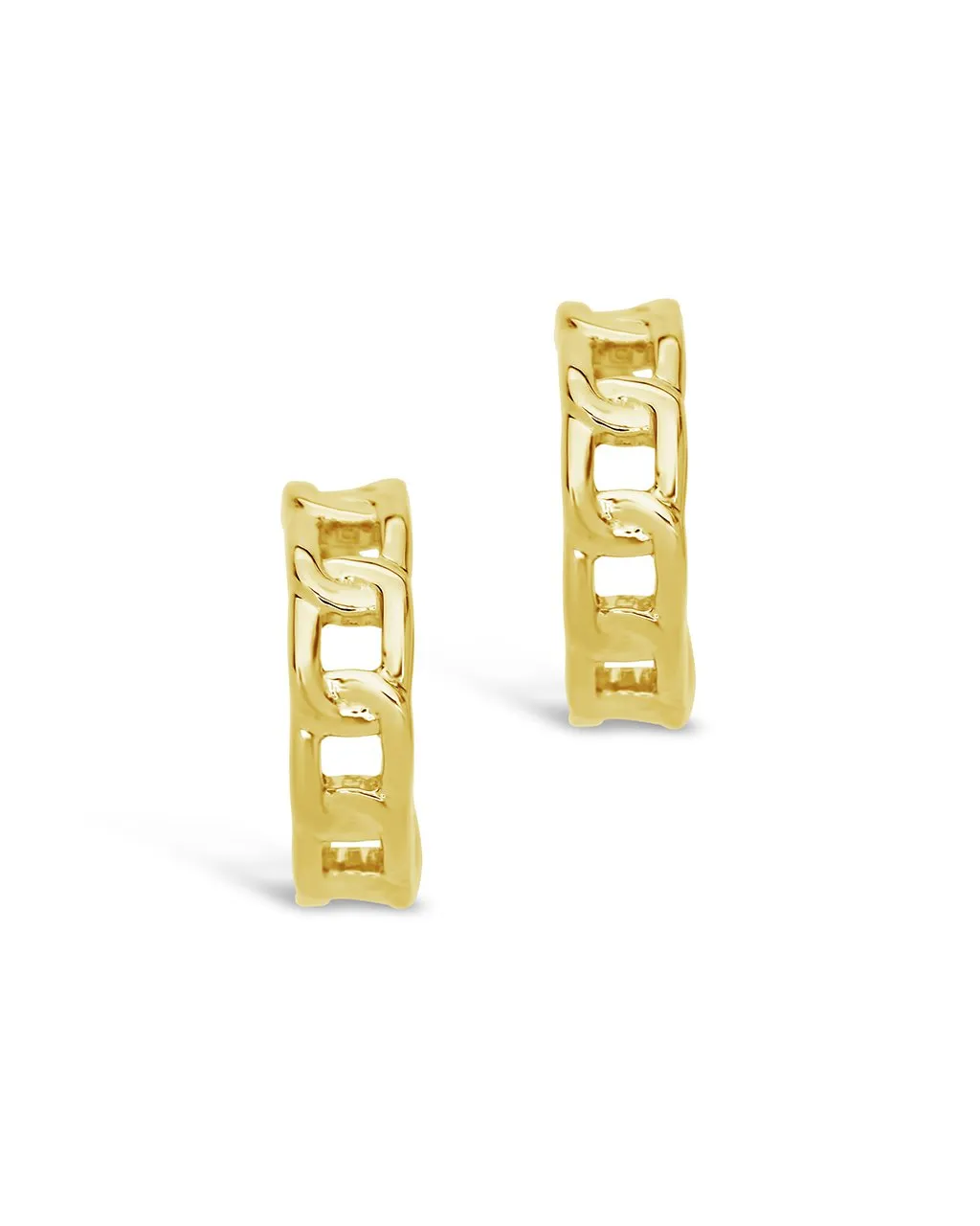 14K Gold Chain Hoop Earrings