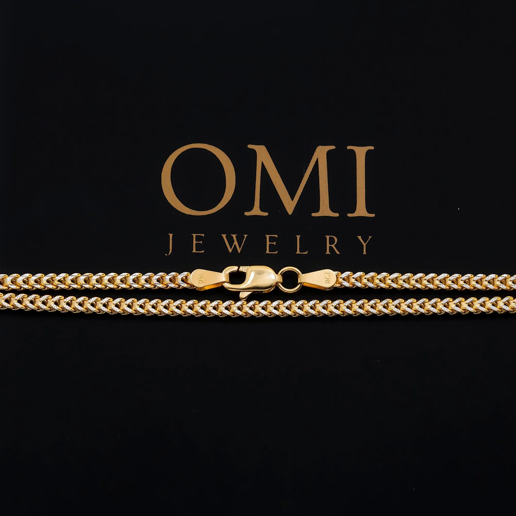 14K GOLD DIAMOND CUT 2MM HOLLOW FRANCO CHAIN