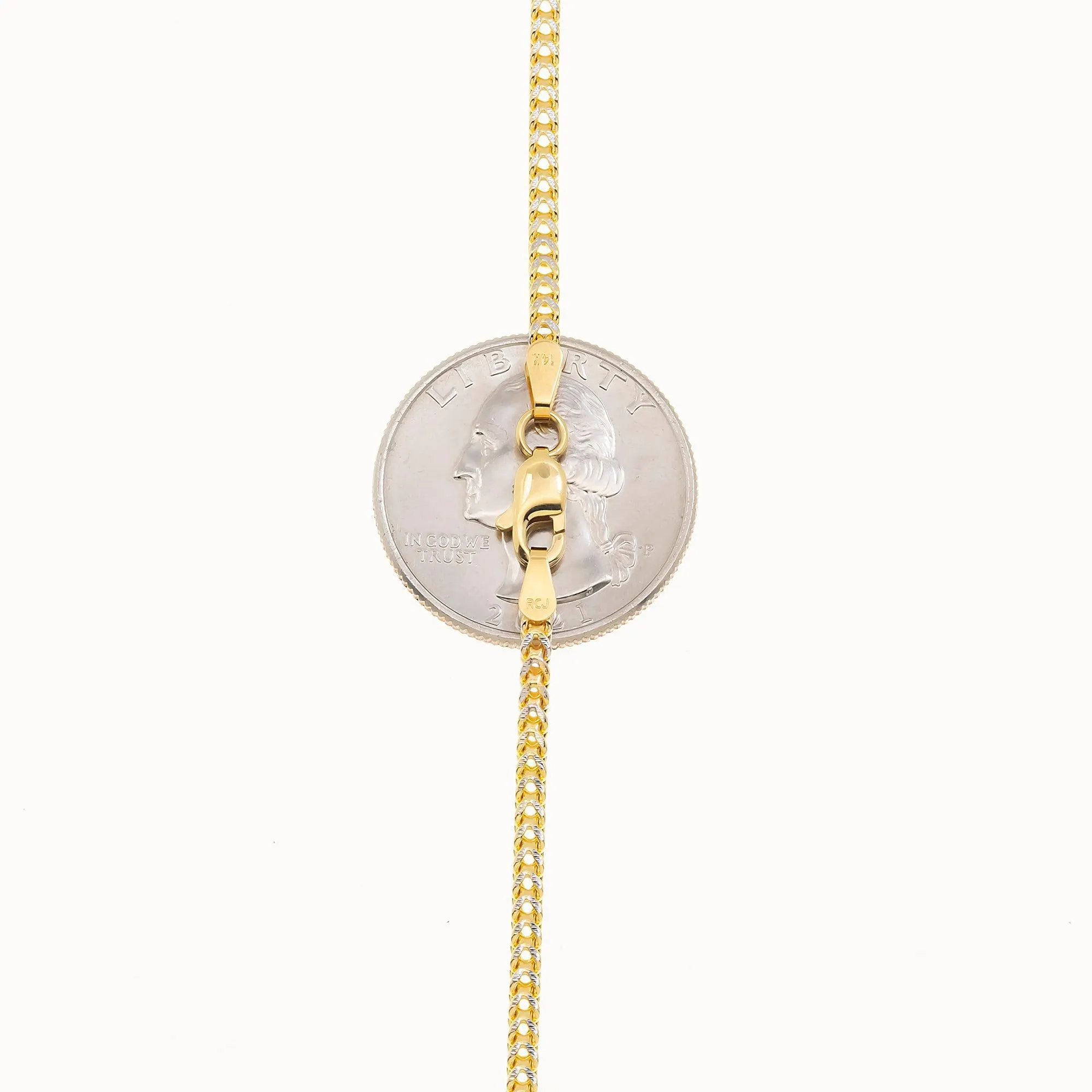14K GOLD DIAMOND CUT 2MM HOLLOW FRANCO CHAIN