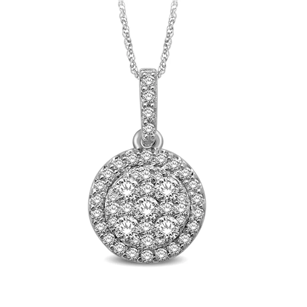 14K White Gold 1 1/3 Ctw Diamond Fashion Pendant