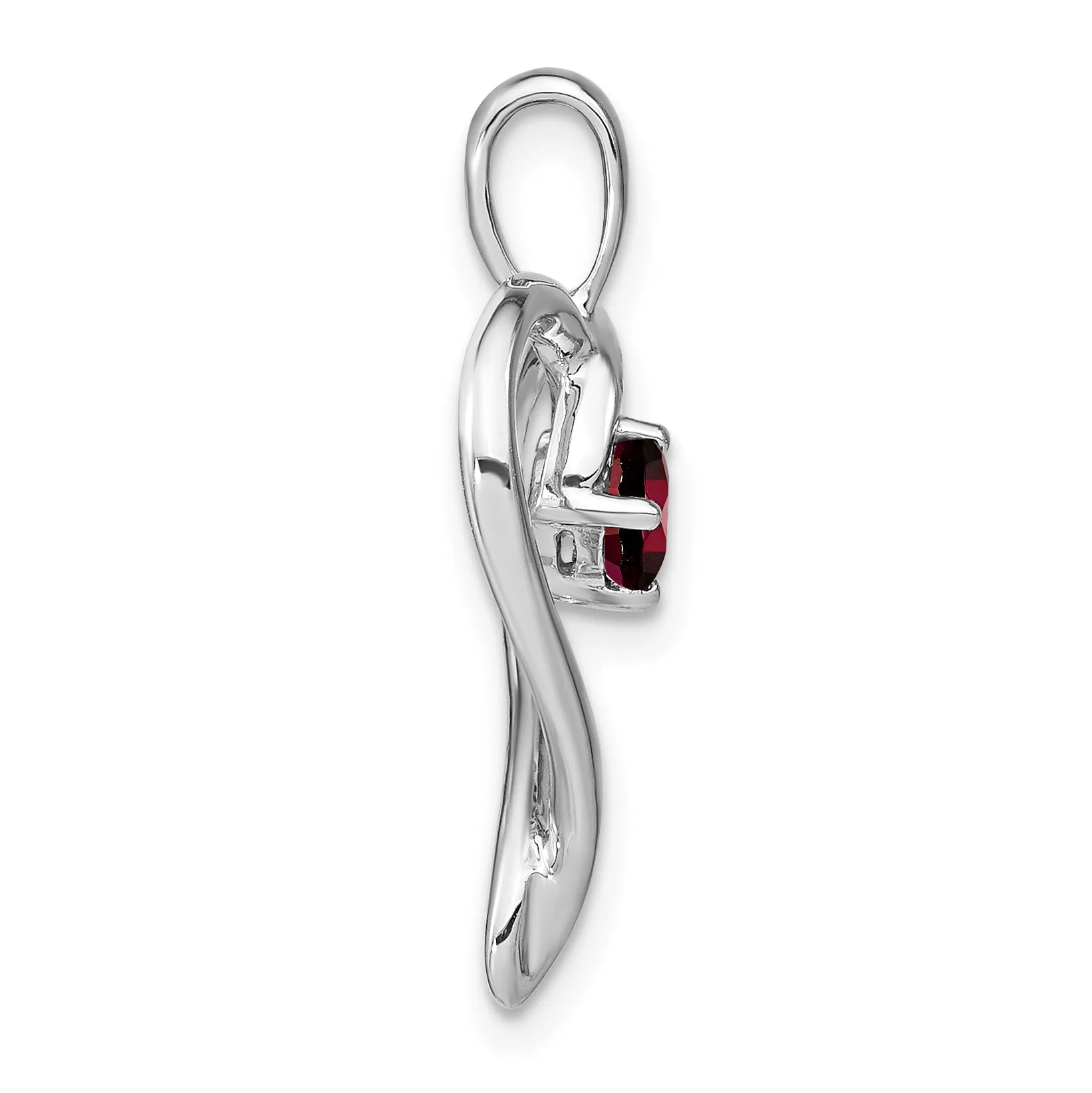 14k White Gold Garnet Heart Design Pendant