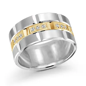 14K White Gold with 14K Yellow Gold and Inlaid Diamonds Ring from the Executif Collection by Malo - FJMD-002-11WY36