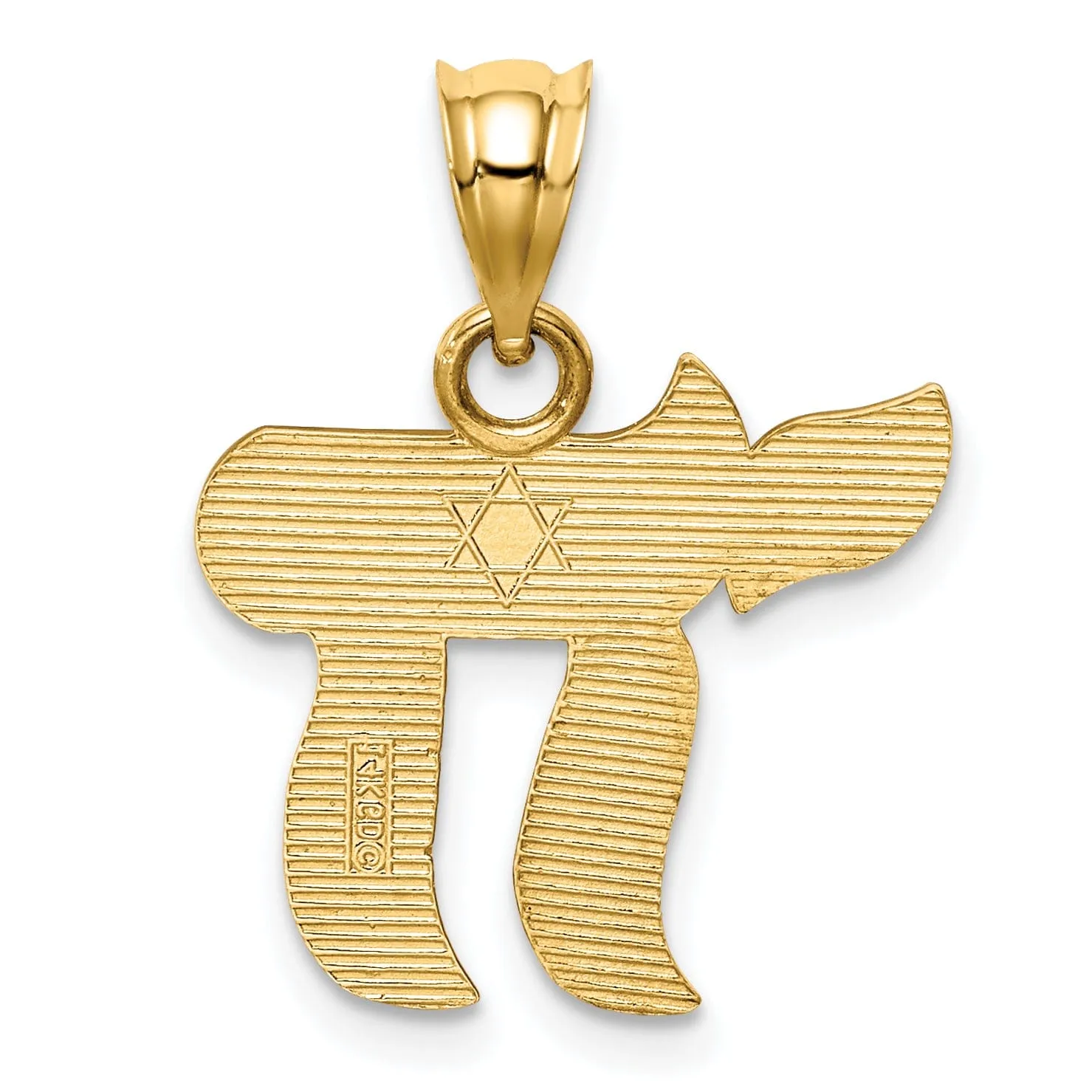 14K Yellow Gold Polished Finish Chai with Star of David Pendant