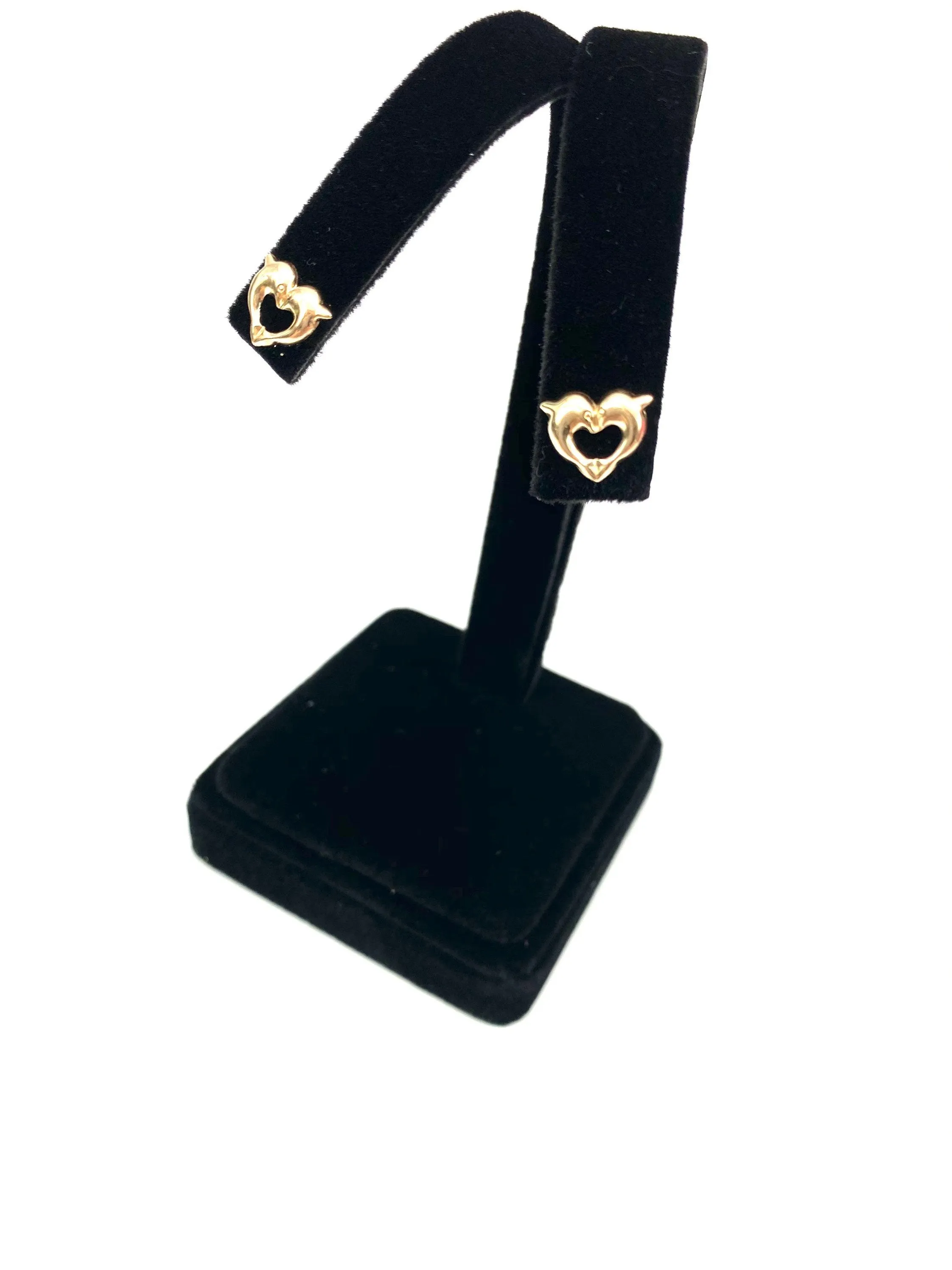 14KGF Dolphin heart studs, 14K gold filled , SKU# 2254-4