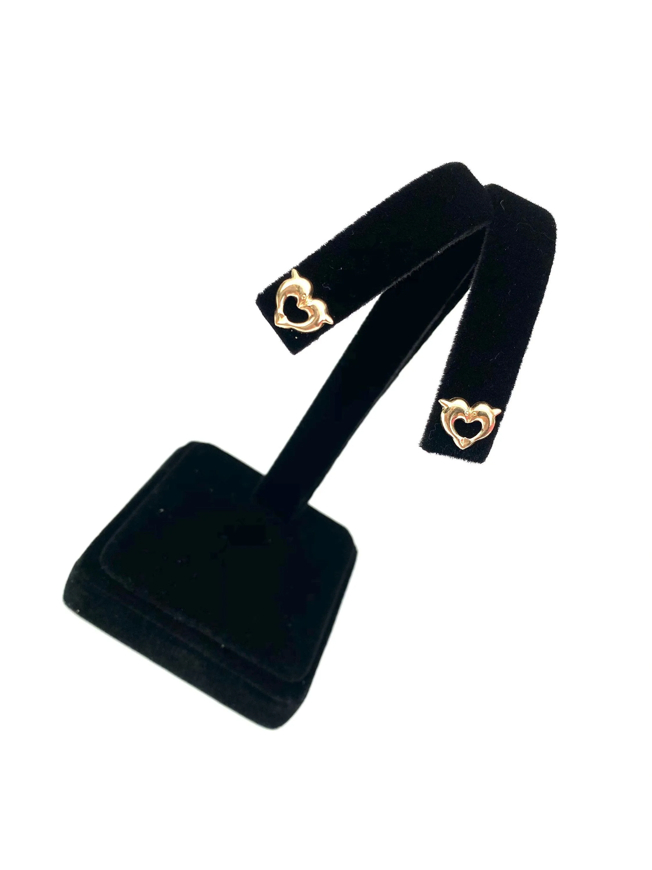 14KGF Dolphin heart studs, 14K gold filled , SKU# 2254-4