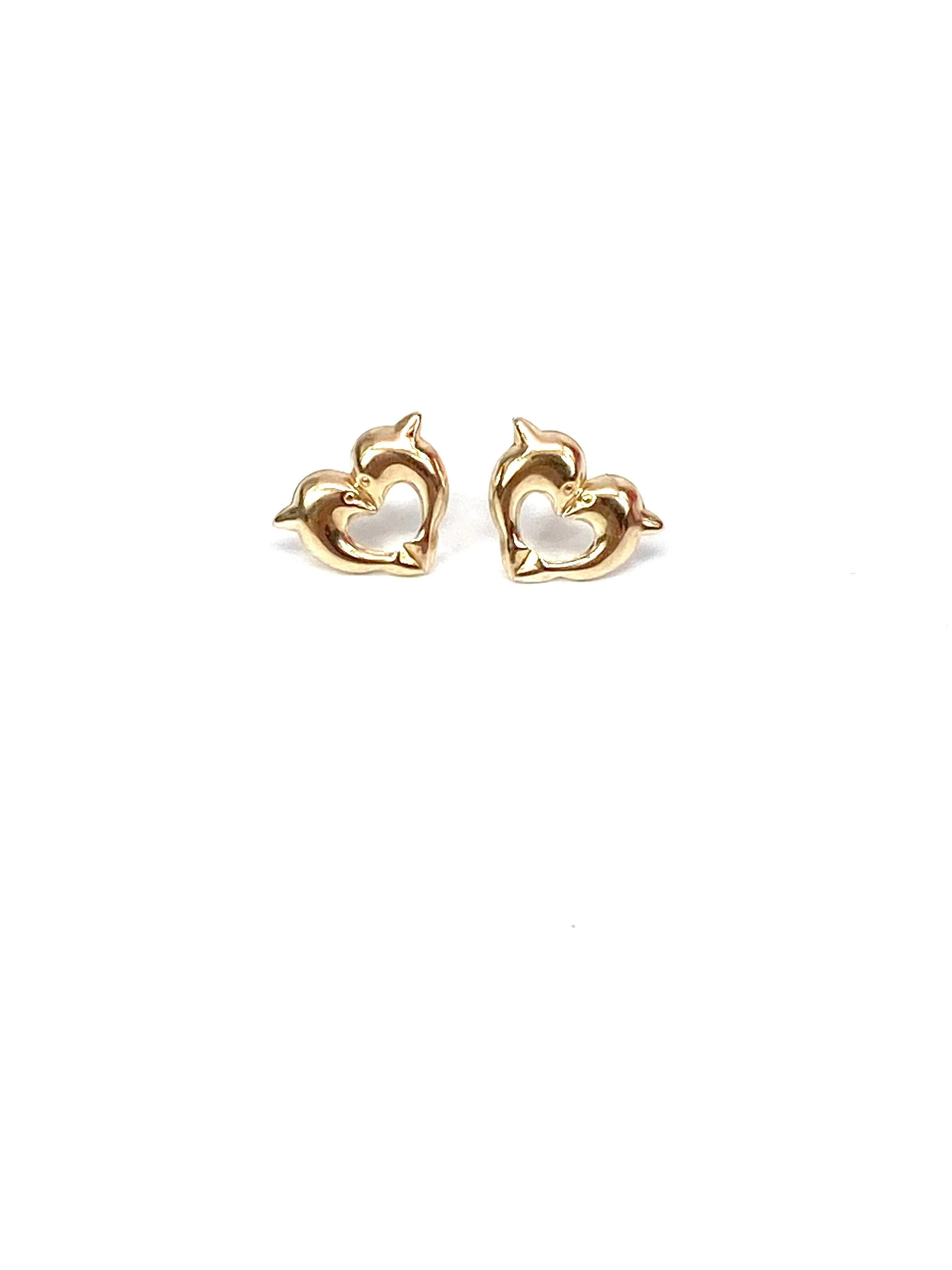 14KGF Dolphin heart studs, 14K gold filled , SKU# 2254-4