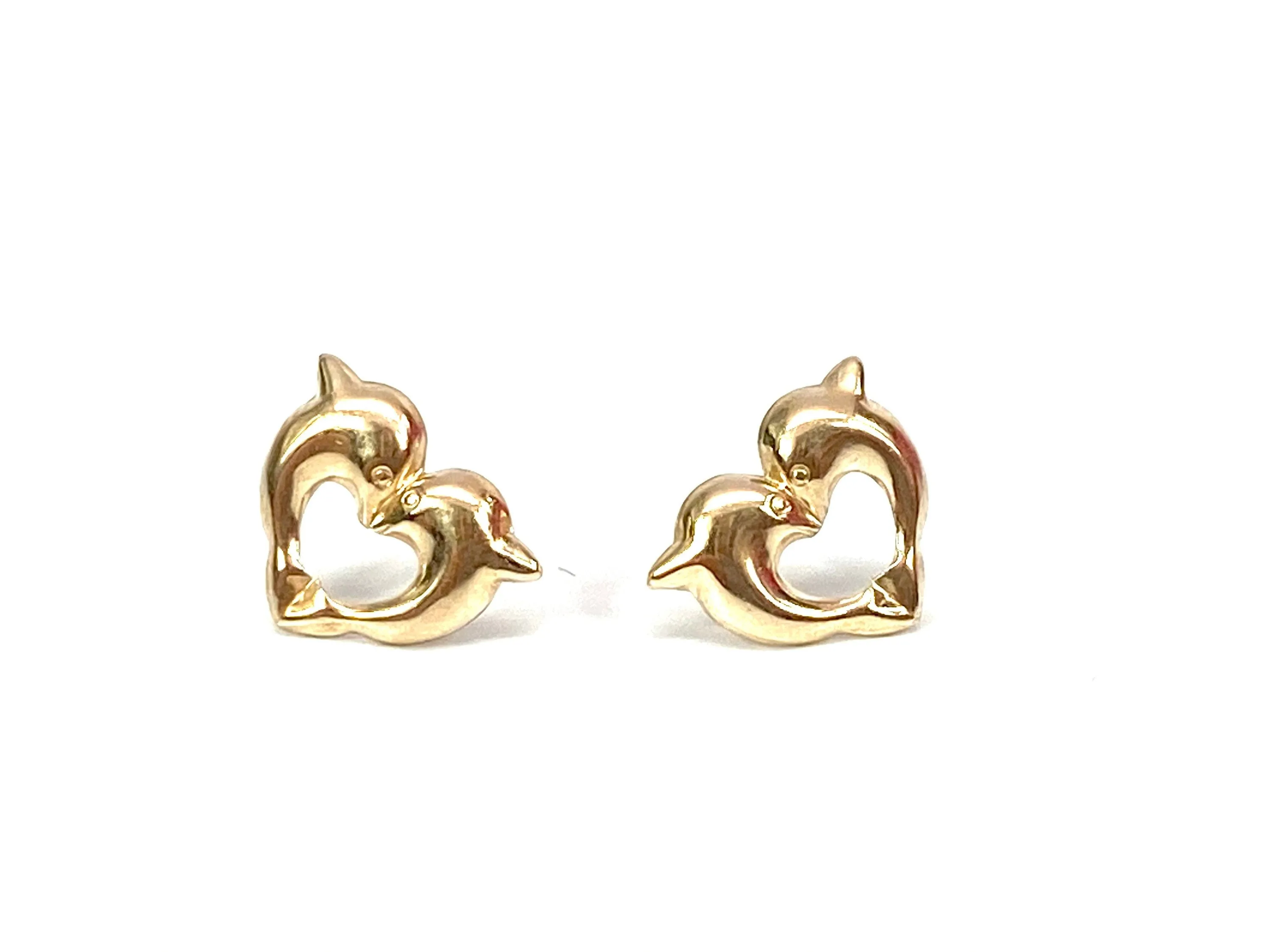 14KGF Dolphin heart studs, 14K gold filled , SKU# 2254-4