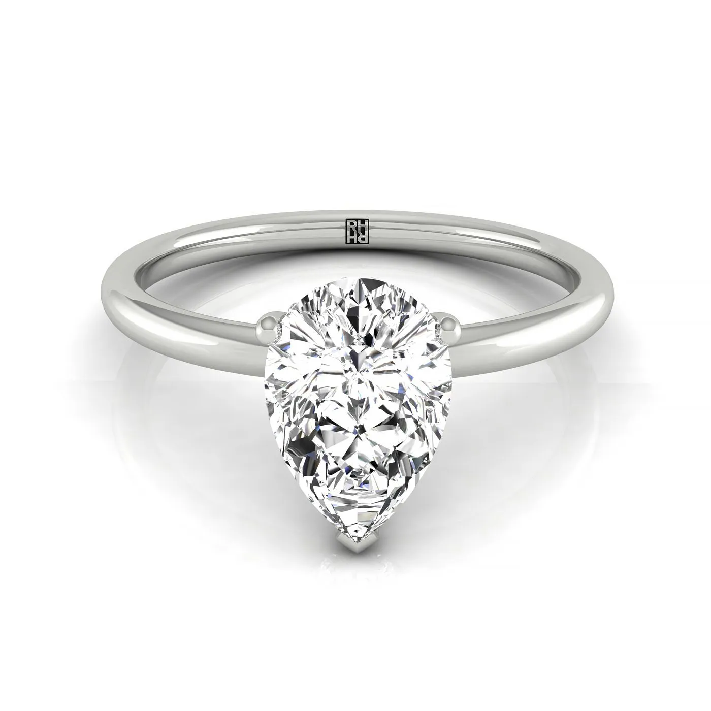 14kw Pear Double Hidden Halo Solitaire Engagement Ring With 25 Prong Set Round Diamonds