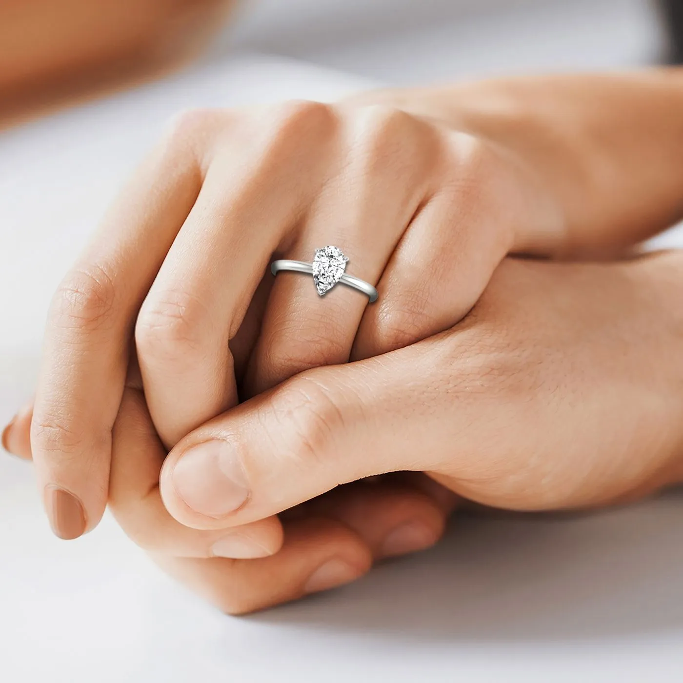 14kw Pear Double Hidden Halo Solitaire Engagement Ring With 25 Prong Set Round Diamonds