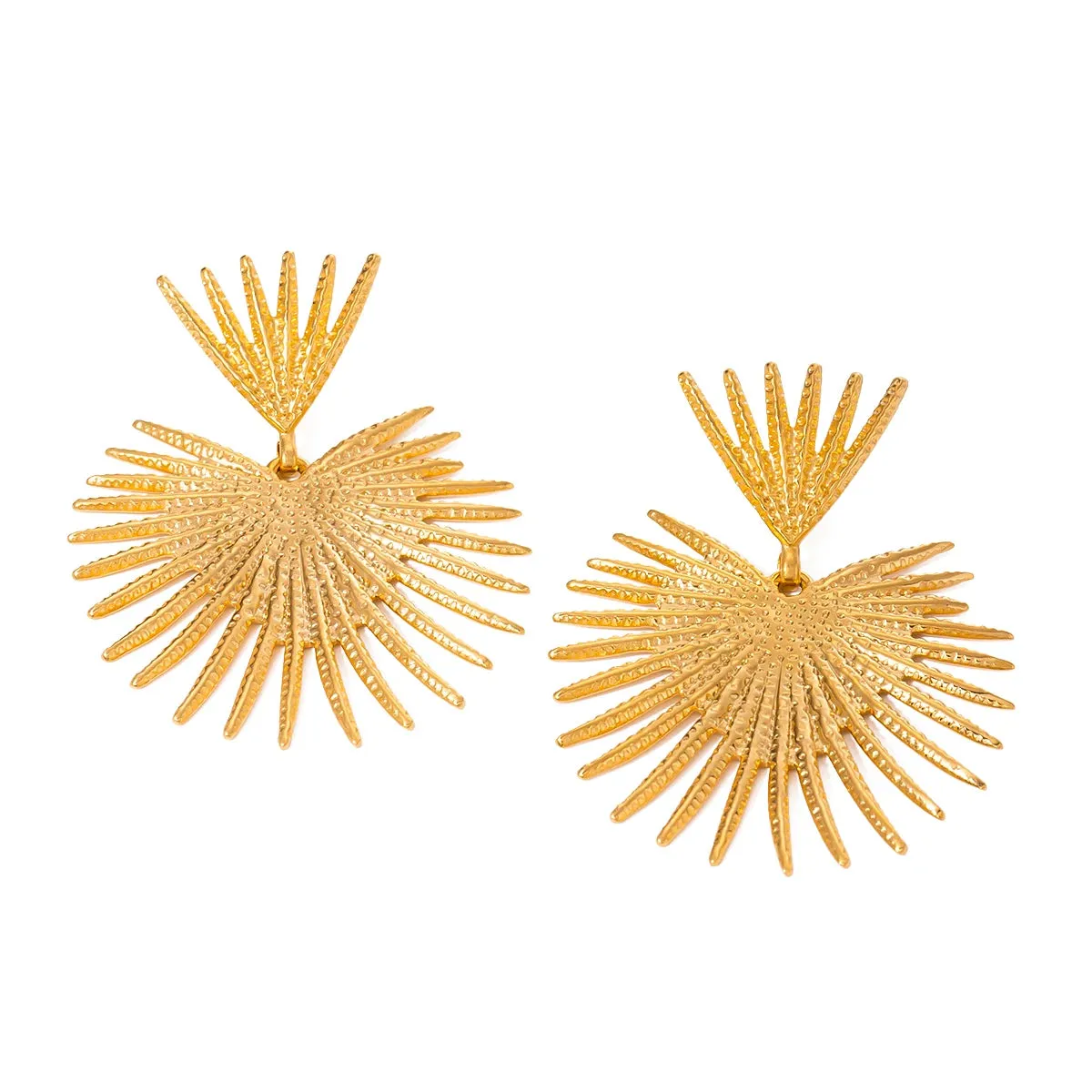 18K Gold Plated Stainless Steel Vintage Ginkgo Leaf Earrings for Women