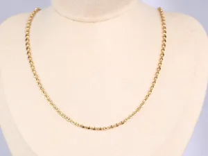 18K Gold Shiny Diamond Cut Moval Bead Necklace 9.77g 21.5" R4582