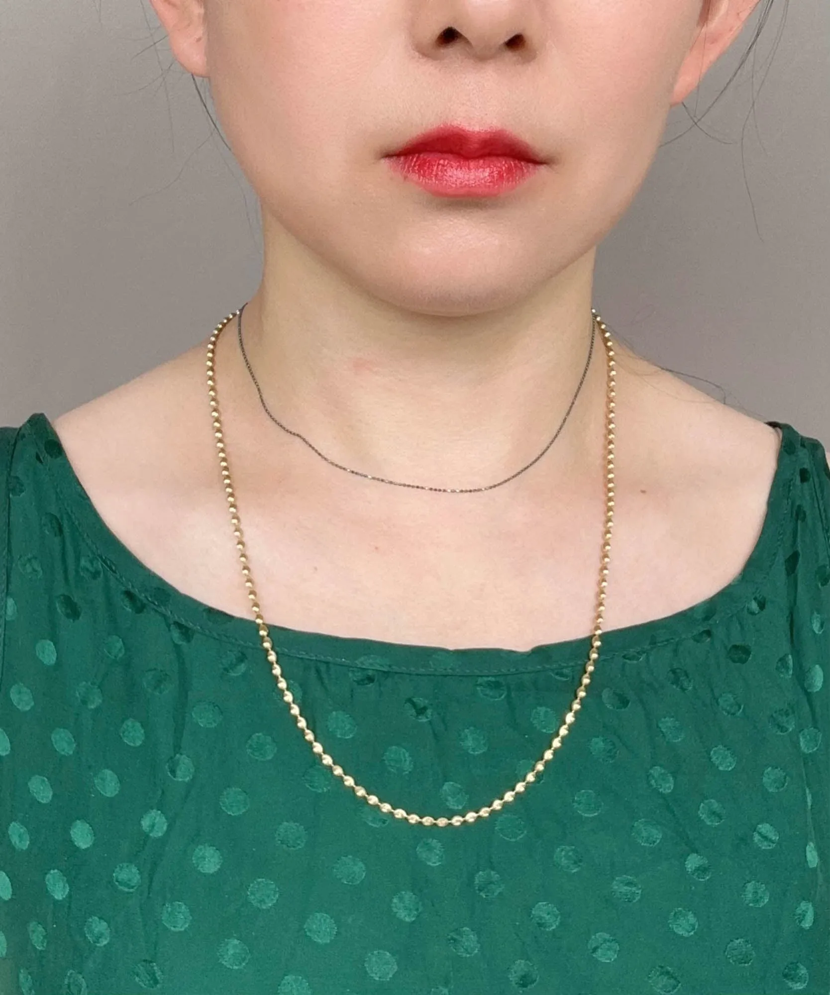 18K Gold Shiny Diamond Cut Moval Bead Necklace 9.77g 21.5" R4582