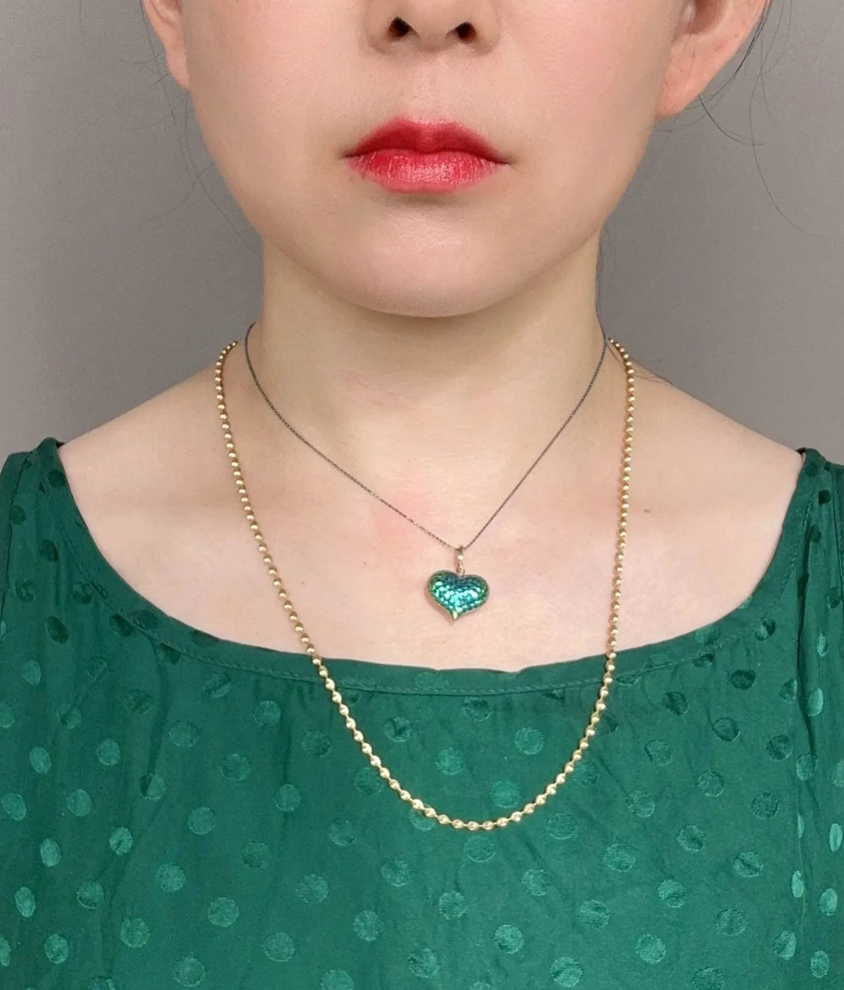 18K Gold Shiny Diamond Cut Moval Bead Necklace 9.77g 21.5" R4582