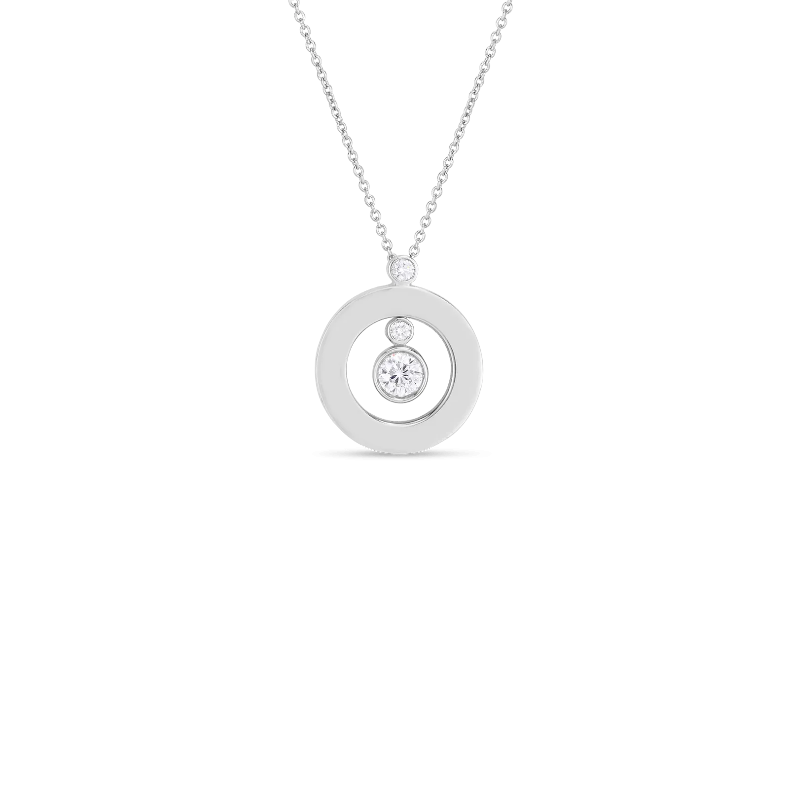 18K WHITE GOLD SHINY O PENDANT