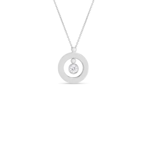 18K WHITE GOLD SHINY O PENDANT