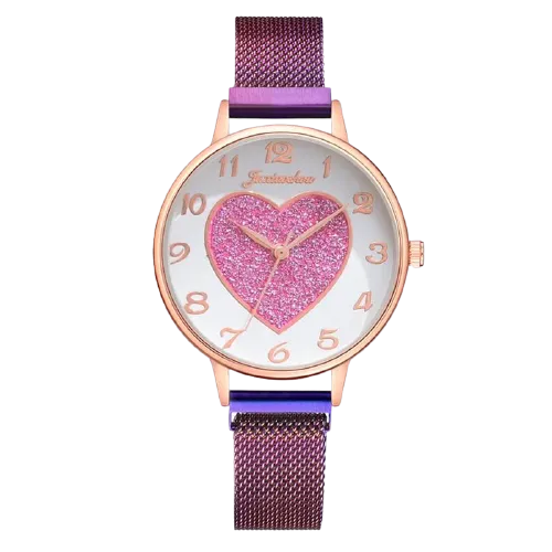 2pc Women Love Buckle Wristwatch Magnet Bracelets Sets