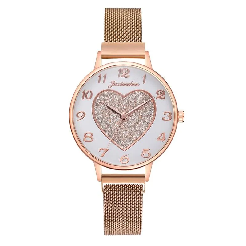 2pc Women Love Buckle Wristwatch Magnet Bracelets Sets