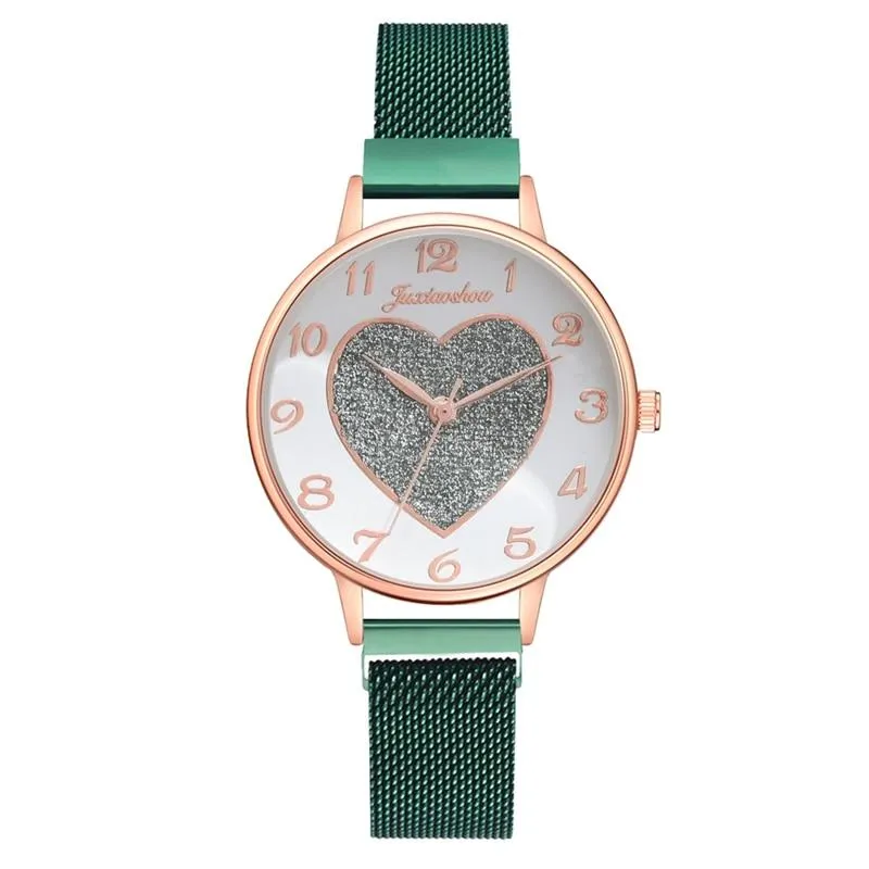 2pc Women Love Buckle Wristwatch Magnet Bracelets Sets