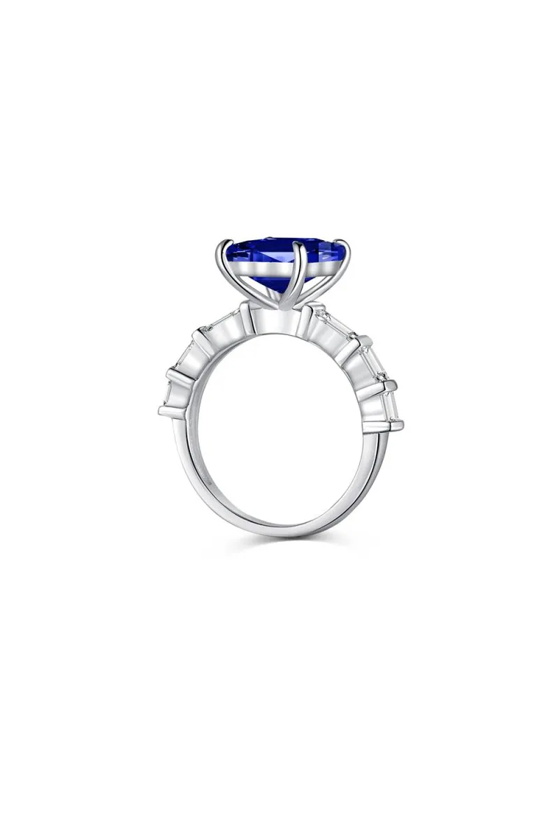 4 Carat Rectangle Sapphire Engagement Ring
