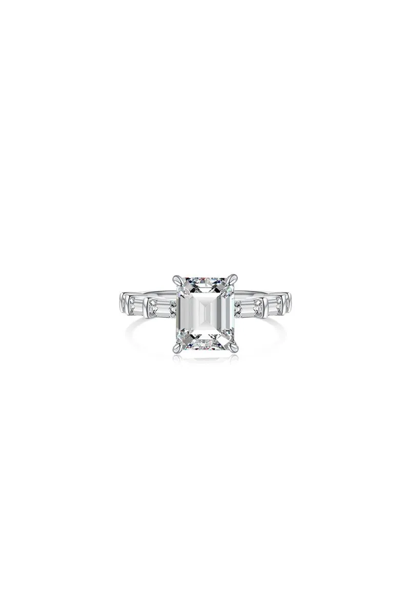 4 Carat Rectangle Sapphire Engagement Ring