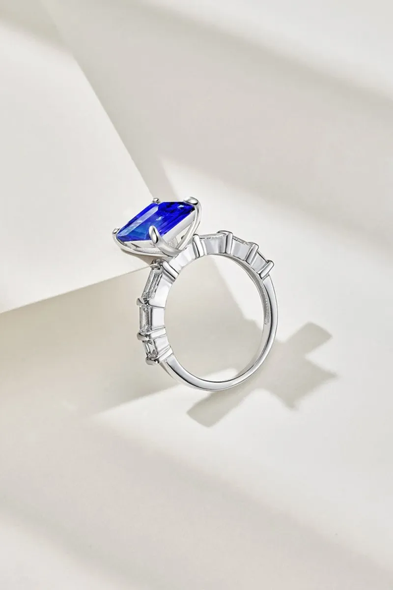 4 Carat Rectangle Sapphire Engagement Ring