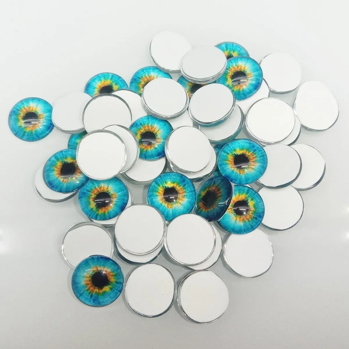 50pcs Round 10mm Glass Doll Eyes Dragon Lizard Frog Eyeballs Model T