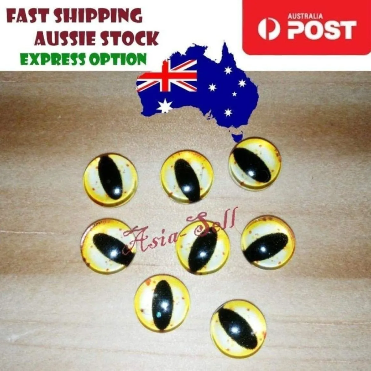 50pcs Round 8mm Glass Eyes Dragon Lizard Frog Eyeballs Model C