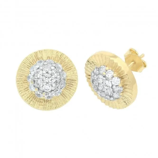 9ct Yellow Gold Round Zirconia Stud Earrings ES546