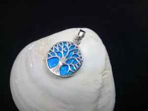 A Stunning Blue Opal Tree of Life Pendant 18mm