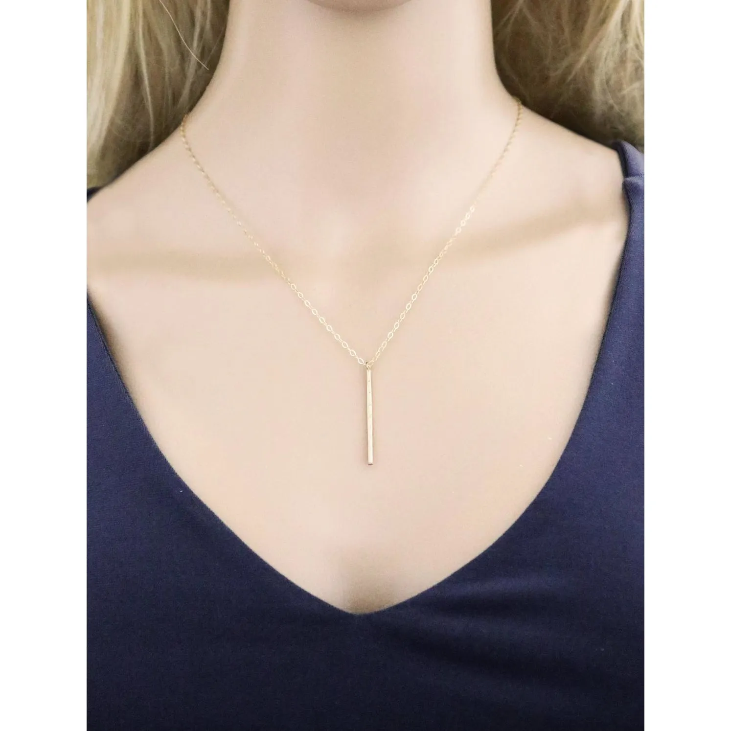 Accent Vertical Bar Dotted Necklace