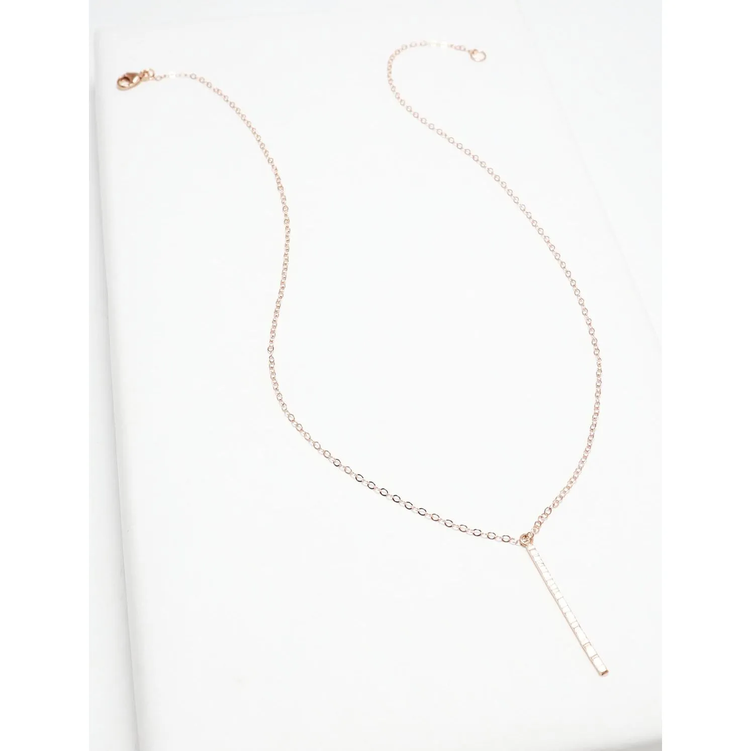 Accent Vertical Bar Line Hammered Long Necklace