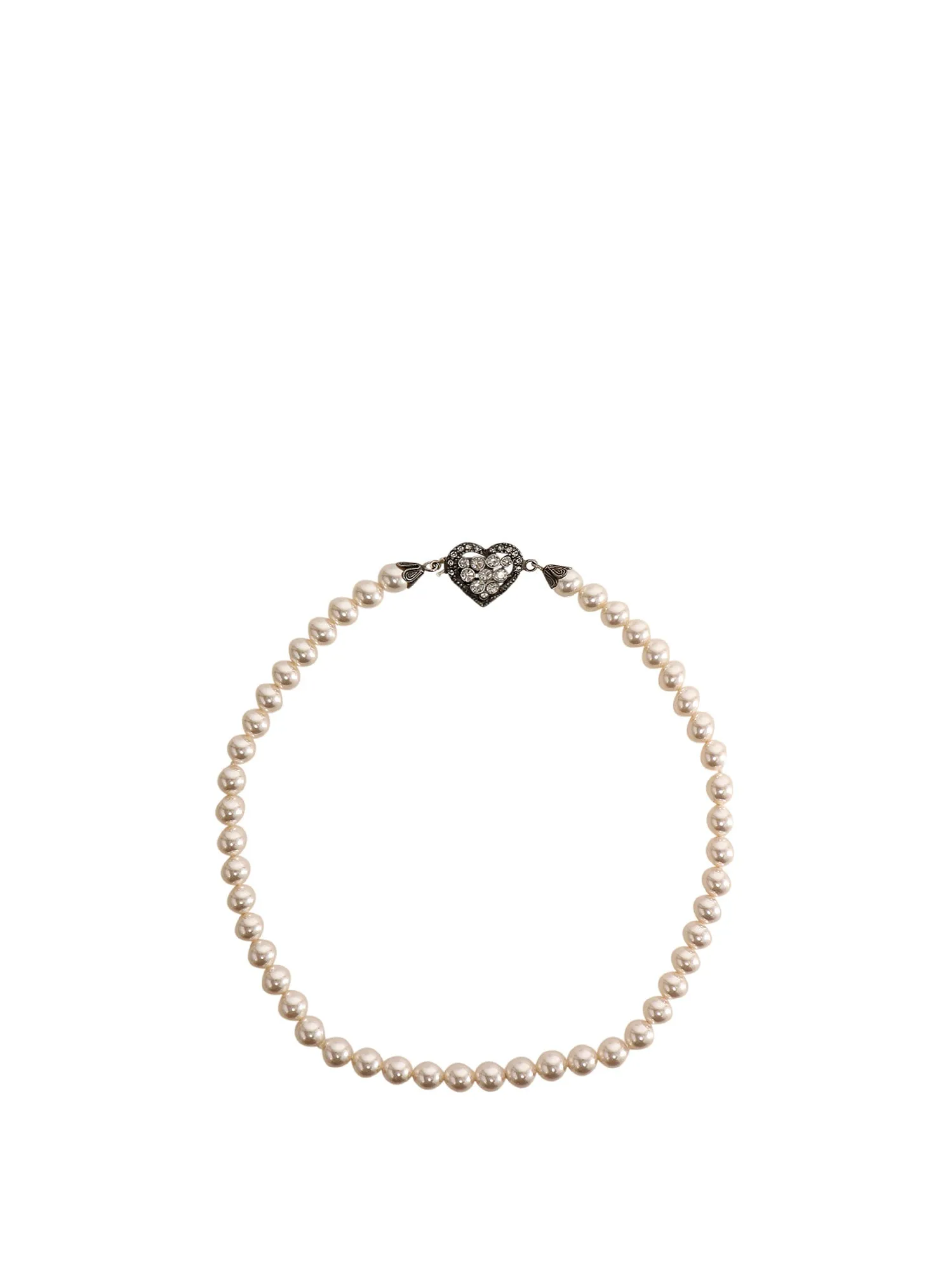 Alessandra Rich Heart Charm Pearl Necklace