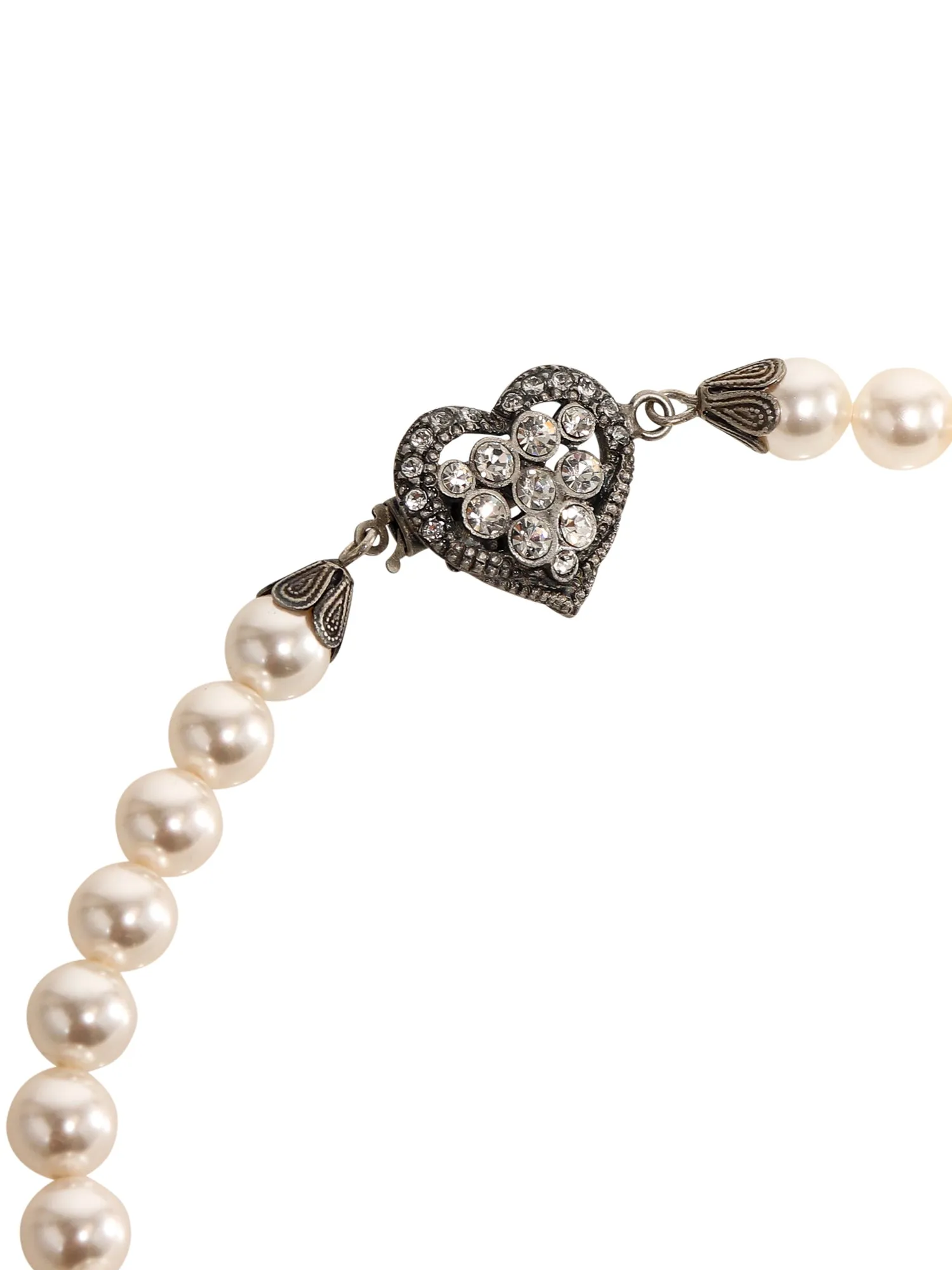 Alessandra Rich Heart Charm Pearl Necklace